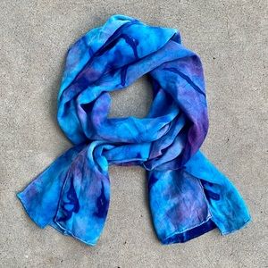 Hand Dyed Blue and Purple Silk Scarf